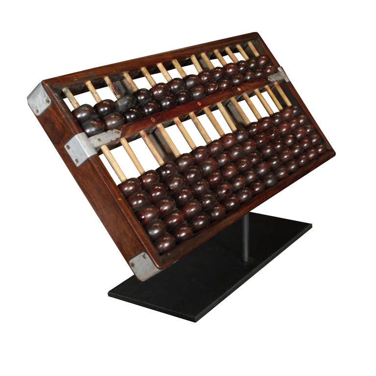A 19th century Chinese rosewood abacus with white brass mounts.

Pagoda Red Collection #:  P186A