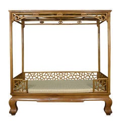 Early 19th Century Cracked Ice Chinese Canopy Bed