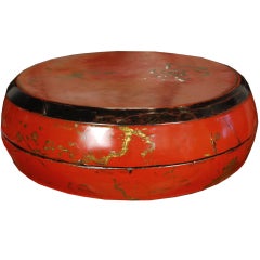 Antique 19th Century Chinese Red Lacquer Peony Box