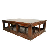 Antique Platform Table with Leather Top