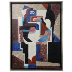 Vintage Victor Joseph  Harles Cubist  Abstract Oil Painting