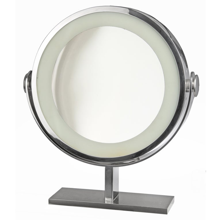 American Large Karl Springer Chrome Magnifying Vanity Mirror