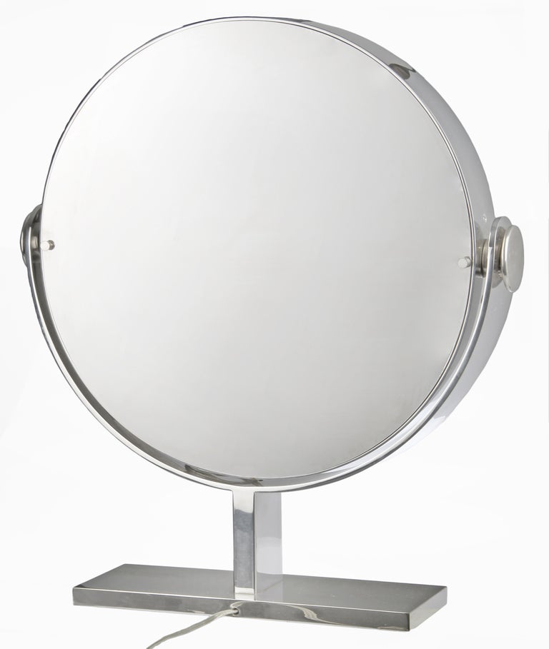Late 20th Century Large Karl Springer Chrome Magnifying Vanity Mirror