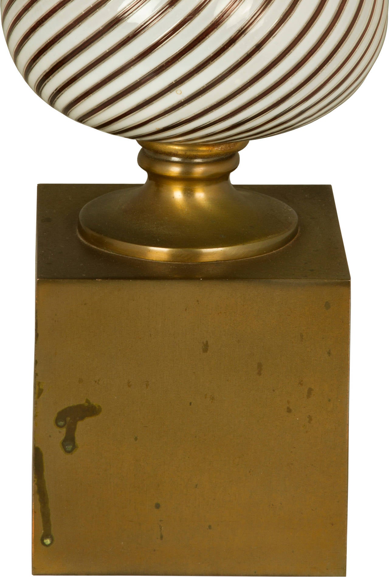 Pair of Dino Martens Mezzanine Filligrana Italian  Glass Lamps 1