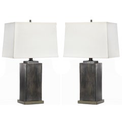 Pair  Art Deco Art Moderne  Glazed Ceramic Skyscraper Lamps