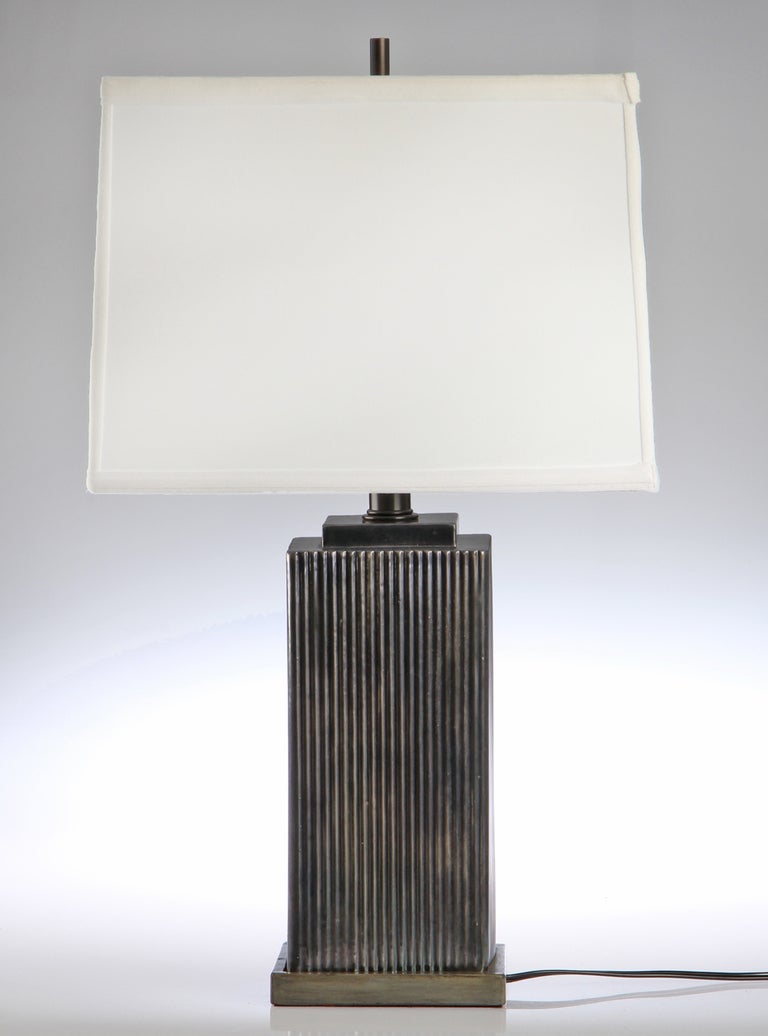 Pair  Art Deco Art Moderne  Glazed Ceramic Skyscraper Lamps