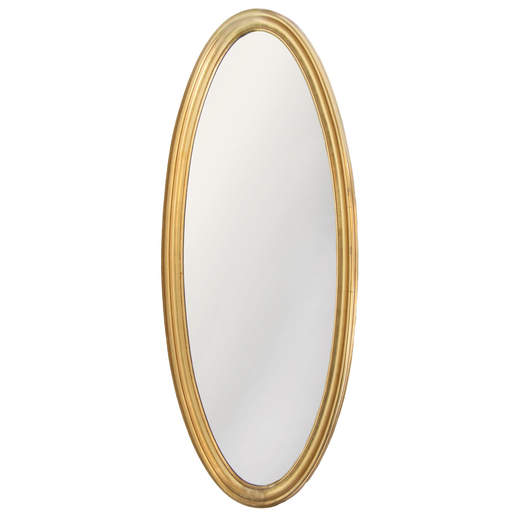 1950's Long Oval Gold Leafed Mirror at 1stDibs