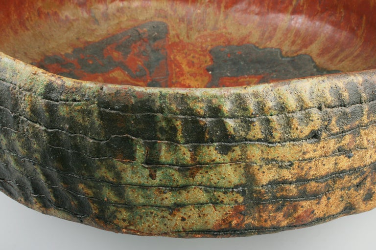 Monumental Hand Built Ruth Duckworth Ceramic Footed Bowl In Good Condition In Chicago, IL