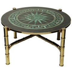 Inlaid Horn  Coffee Table  with Sunburst  and Greek Key Motif