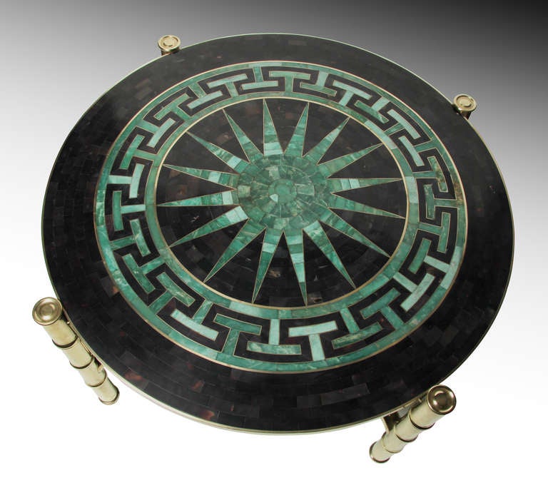 Inlaid Horn  Coffee Table  with Sunburst  and Greek Key Motif