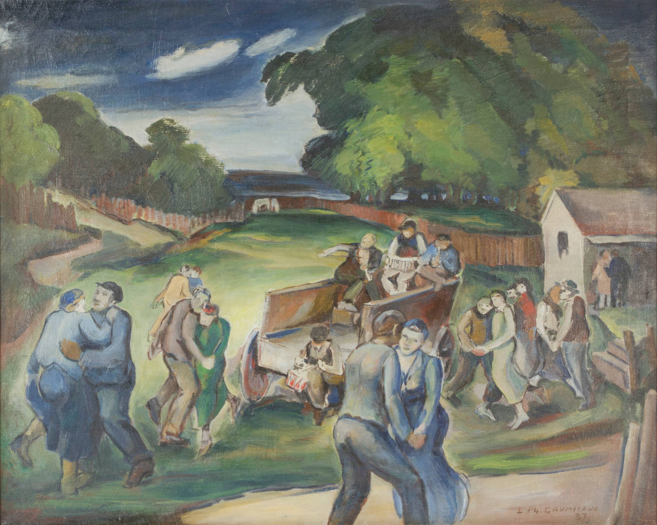 Beautifully painted, depicting a slice of life in a farm community.