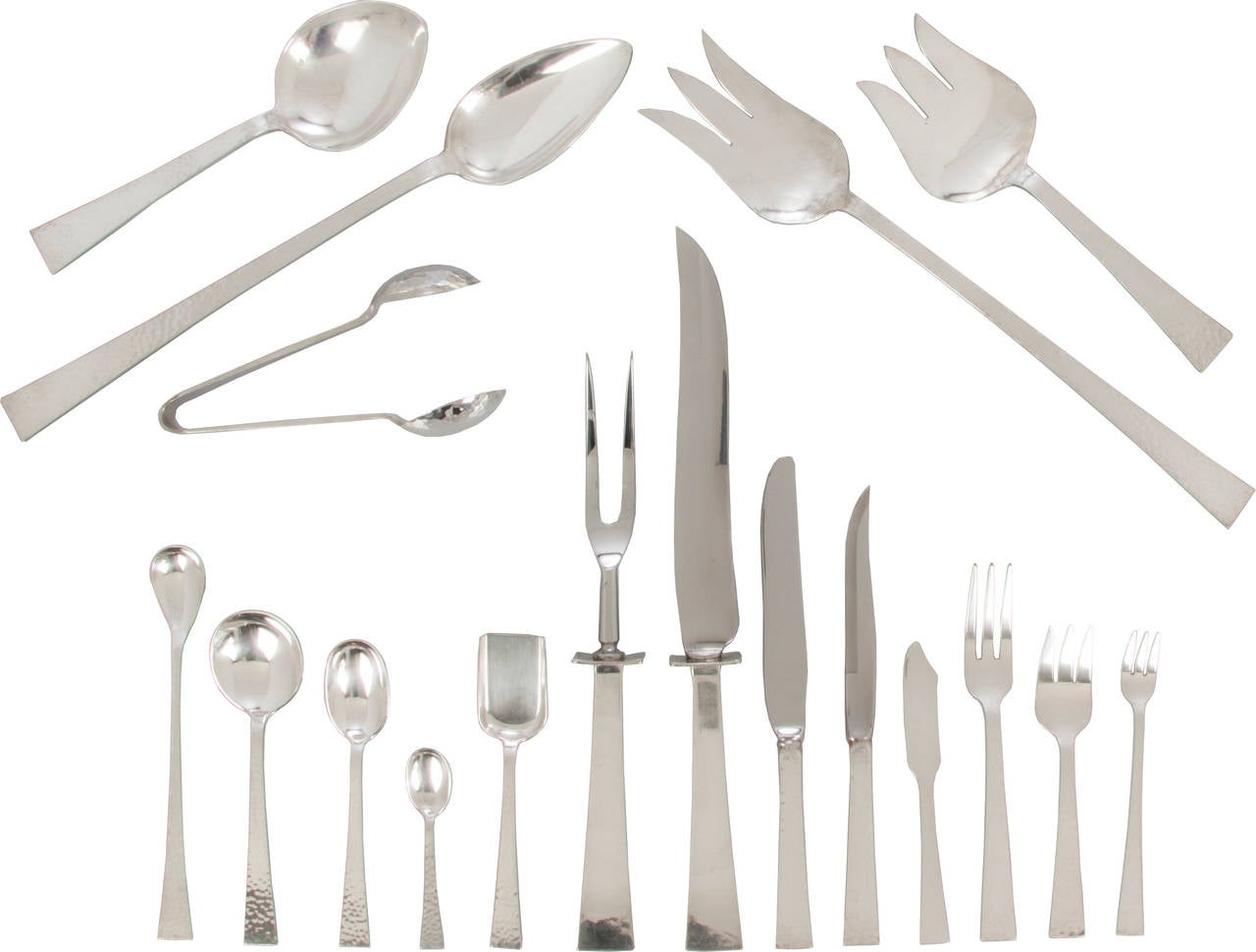 Monumental Silver Flatware Service for 18  by Allan Adler "Starlit"