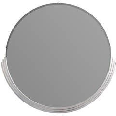 Art Deco  Silver Leafed Circular Wood Mirror