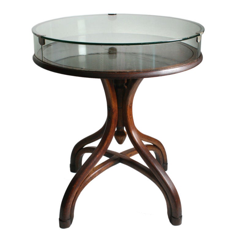 Unusual Thonet or Kohn Vitrine Top Bentwood Table