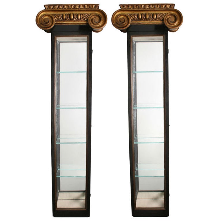 Pair of Antique Vitrines with Ionic  Capital
