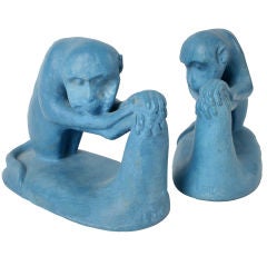 Blue Monkey Bookends