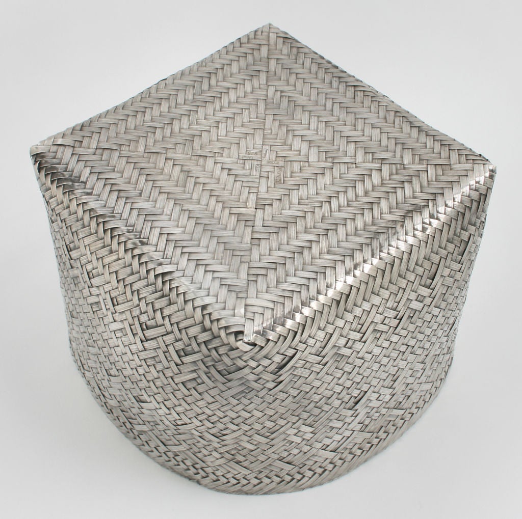 20th Century Woven Tiffany Sterling Silver Orchid Basket