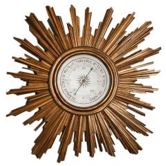 French Gold Gilt Sunburst Barometer