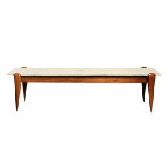 Gio Ponti for Singer  
Sons Walnut and Travertine Coffee Table