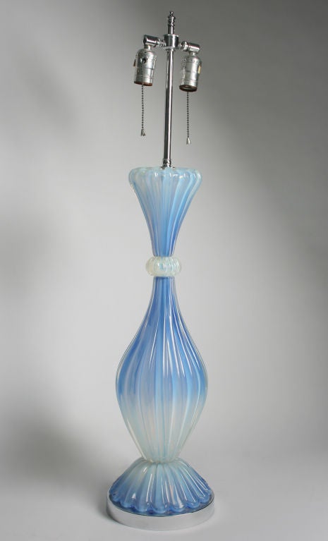 Pair of Beautiful Blue Murano Lamps