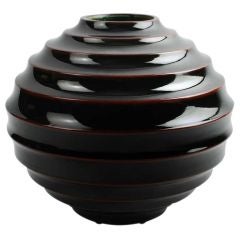 Art Deco Ribbed Ceramic Vessel