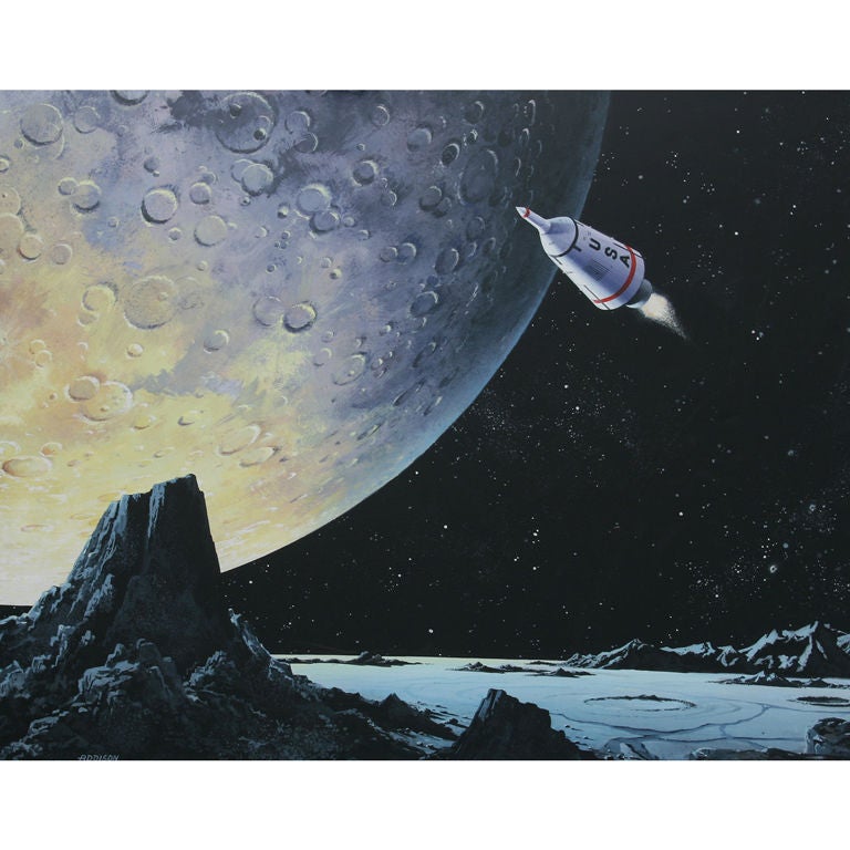 "Going to the Moon"  Painting by Robert Addsion For Sale