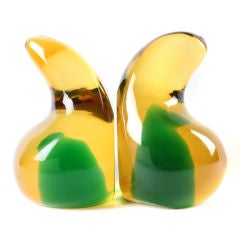 Vintage Pair of Sommerso  Italian Glass Bookends