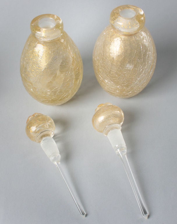 Italian Pair of Mid-Century Murano Glass Perfume Bottles