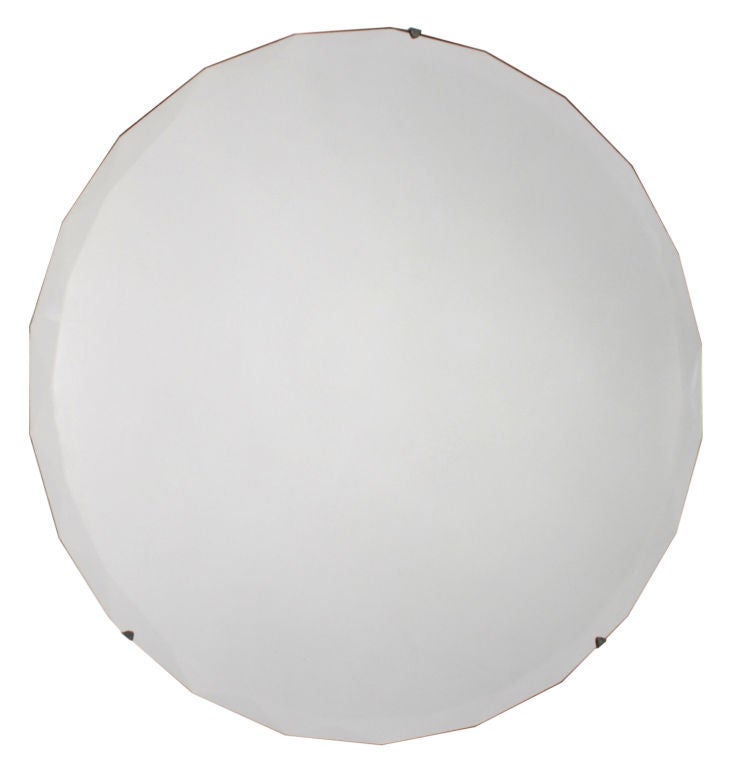 Round Art Deco Mirror with Faceted Edge