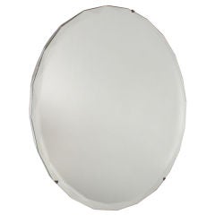 Round Art Deco Mirror with Faceted Edge