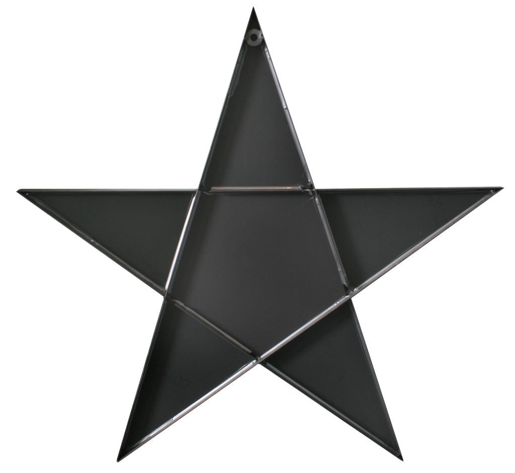 Lacquered Polished Iron Star Mirror For Sale