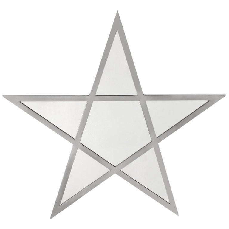 Polished Iron Star Mirror For Sale