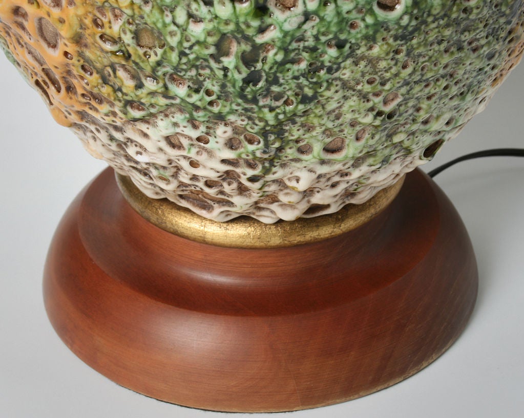 Large German Lava Glaze Ceramic  Table Lamp 1