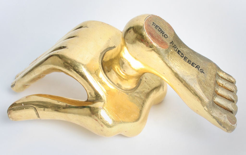 Pedro Friedeberg Gold Gilt Hand Foot  Chair Sculpture 1
