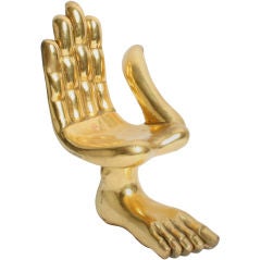 Pedro Friedeberg Gold Gilt Hand Foot  Chair Sculpture