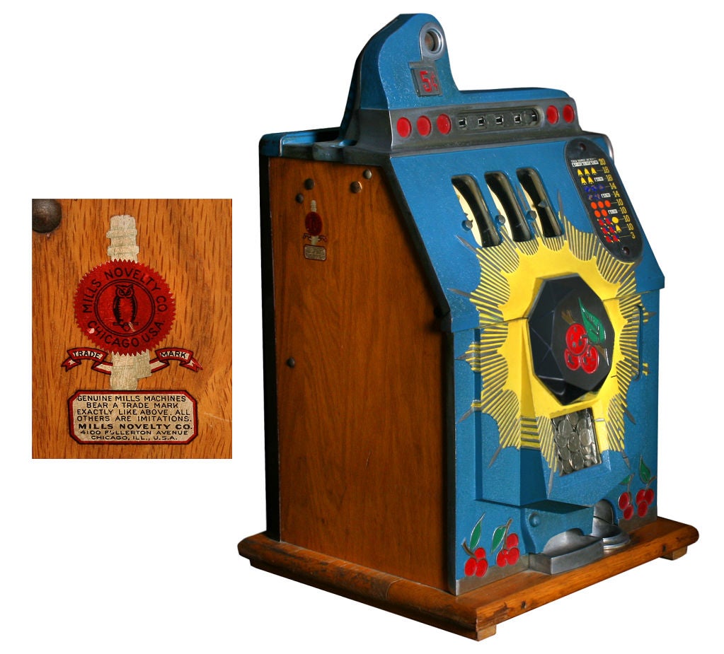 This is a great looking example in original condition. It has great color and is very graphic. Mills slot machines were made in Chicago. PLEASE NOTE THIS IS THE NET PRICE.