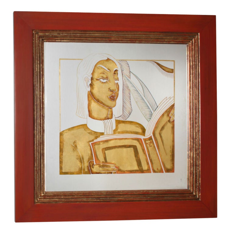 Pair of Art Deco Eglomise Mirrors - Signed