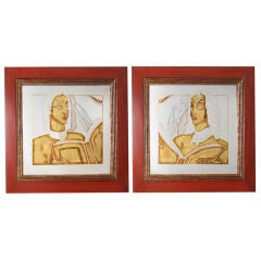 Pair of Art Deco Eglomise Mirrors - Signed