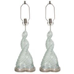 Fabulous Pair of Paolo Venini  Italian  Diamante Lamps
