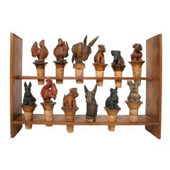 Vintage Collection of Hand Carved Figural Bottle Stoppers