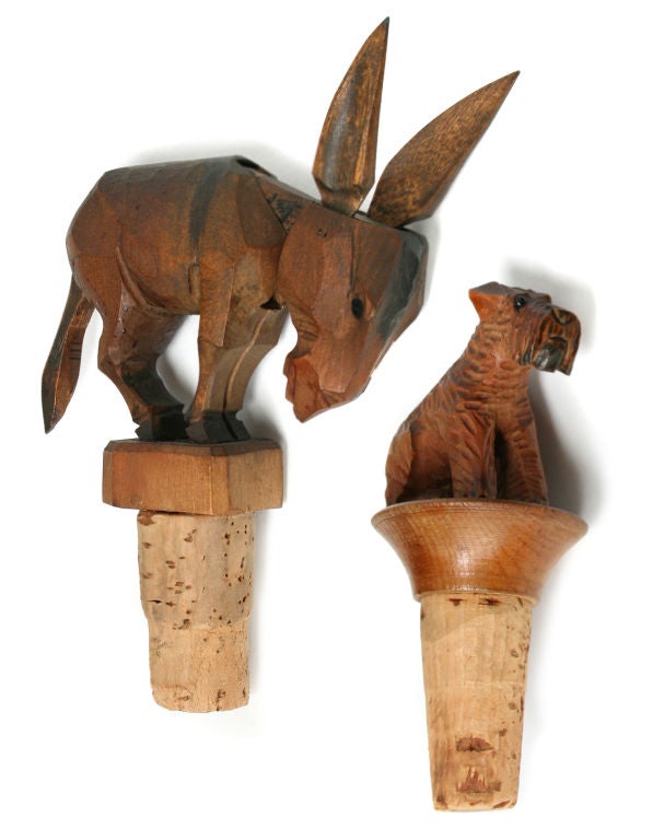 Collection of Hand Carved Figural Bottle Stoppers 2