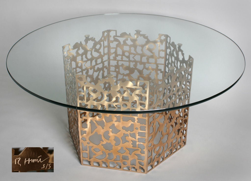 American Sculptural Bronze Table by Richard Hunt