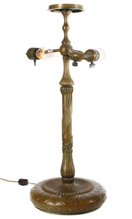 20th Century Tiffany  Studios Blue Dragonfly Lamp with Multi colored Jewels