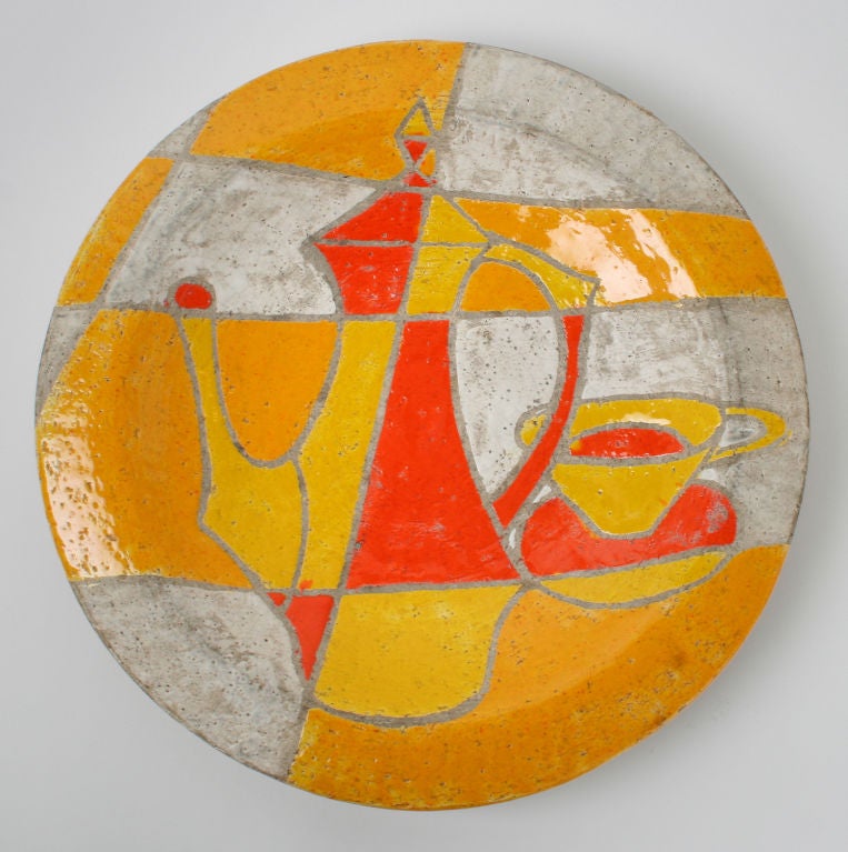 Wall or Table Top Italian Ceramic Charger - Coffee