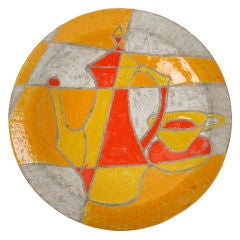Wall or Table Top Italian Ceramic Charger - Coffee