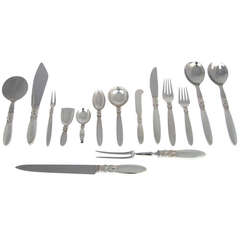 Georg Jensen Sterling  Silver Flatware Service for Eight in Cactus Pattern
