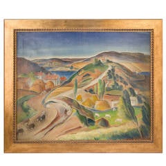 Social Realism Rural Landscape Painting by Louis P. Grumieaux