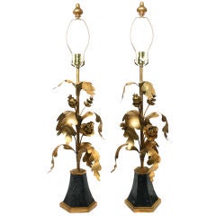 Fabulous Pair of Gold Gilt Lamps