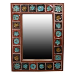 Danish Mirror with  Ceramic Tiles