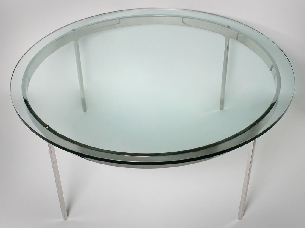 American Round Chrome and Glass Coffee Table by Nicos Zographos